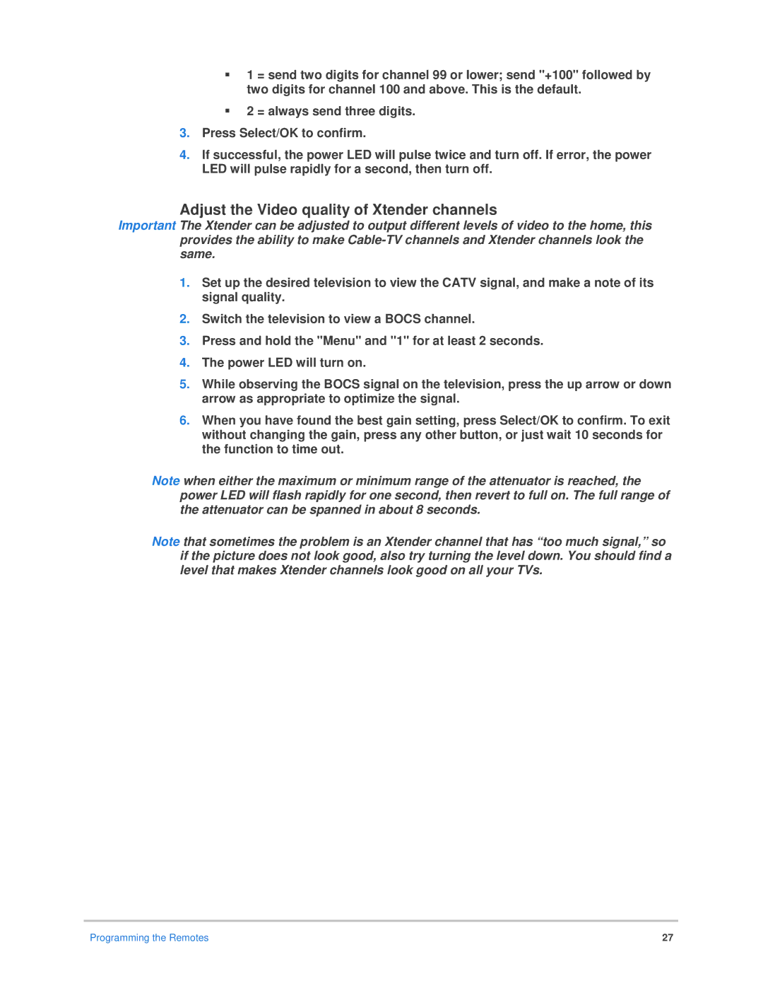 Epson Bocs installation manual Adjust the Video quality of Xtender channels 