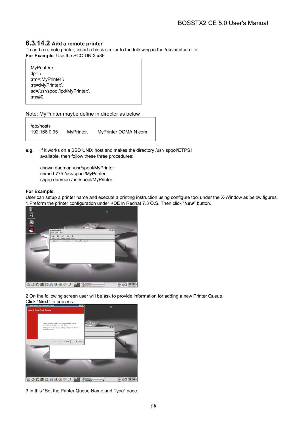 Epson BOSSTX2 CE 5.0 manual Add a remote printer, For Example 