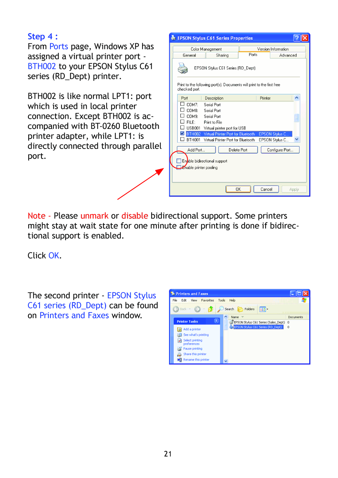 Epson BT-0260 manual Step 