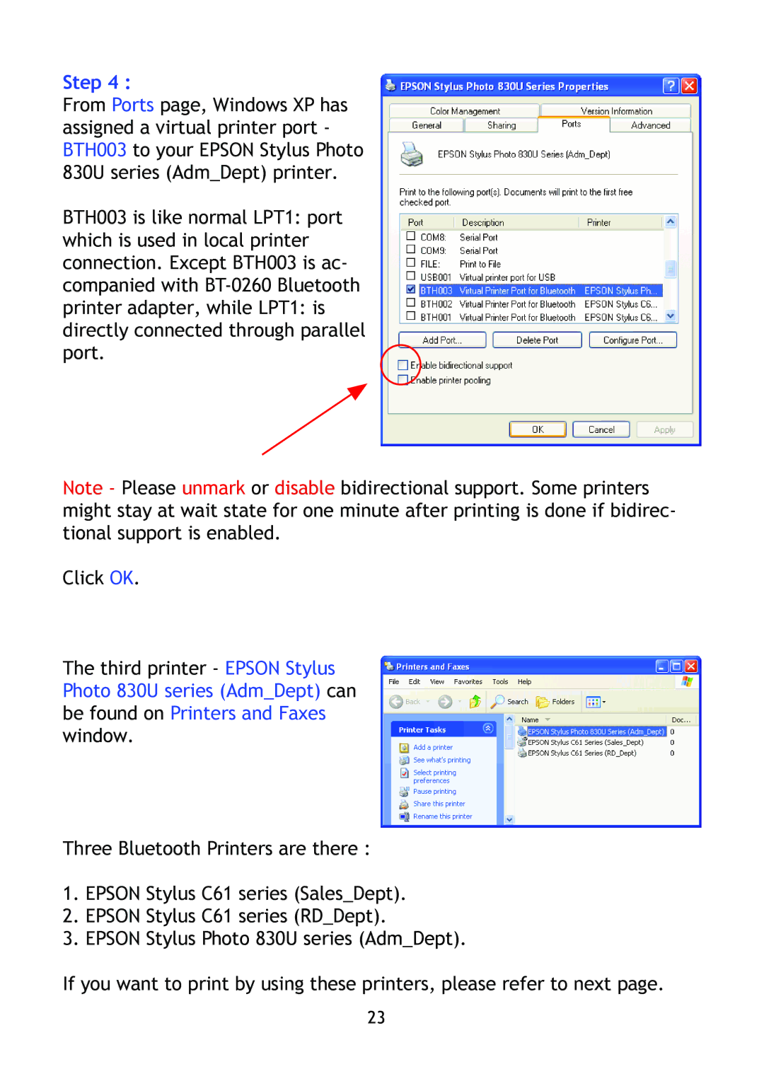 Epson BT-0260 manual Step 