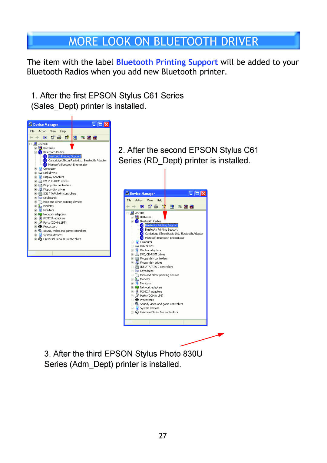 Epson BT-0260 manual More Look on Bluetooth Driver 