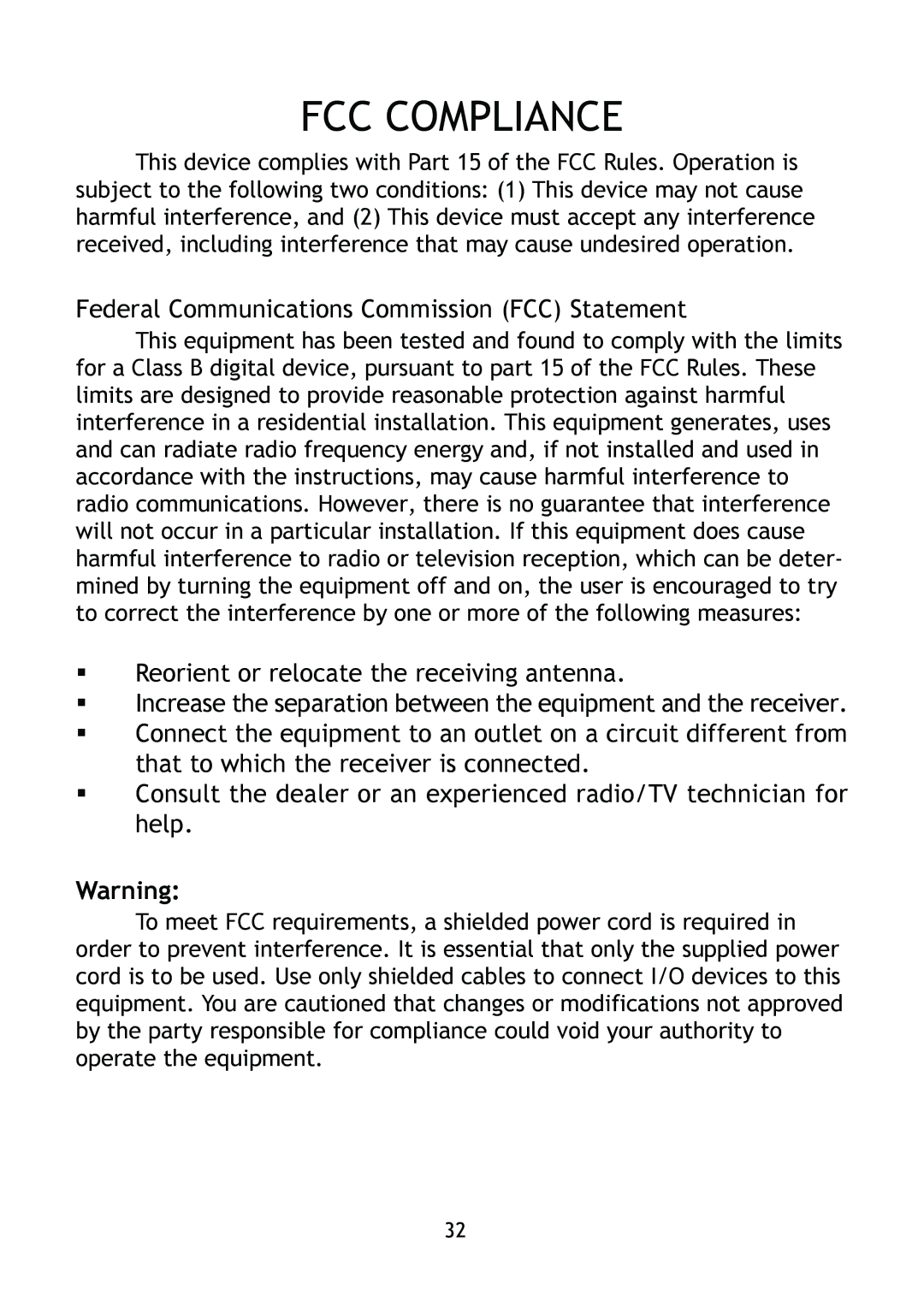 Epson BT-0260 manual FCC Compliance 