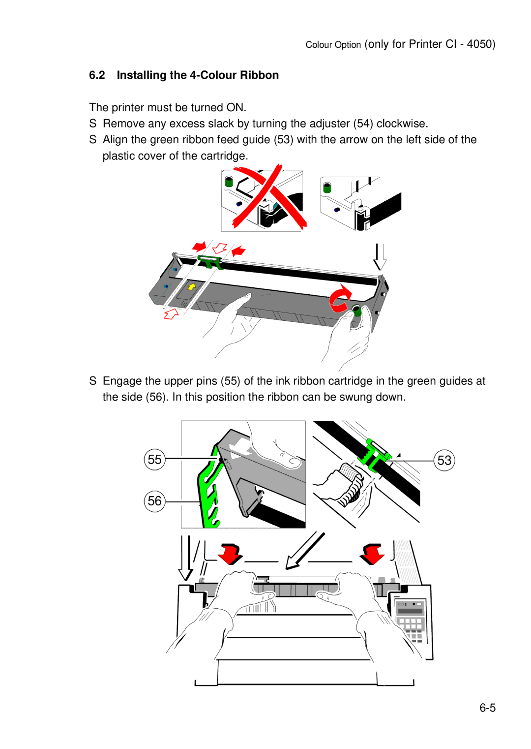 Epson C I - 4 0 5 0, C I - 4 0 4 0 user manual Installing the 4-Colour Ribbon 