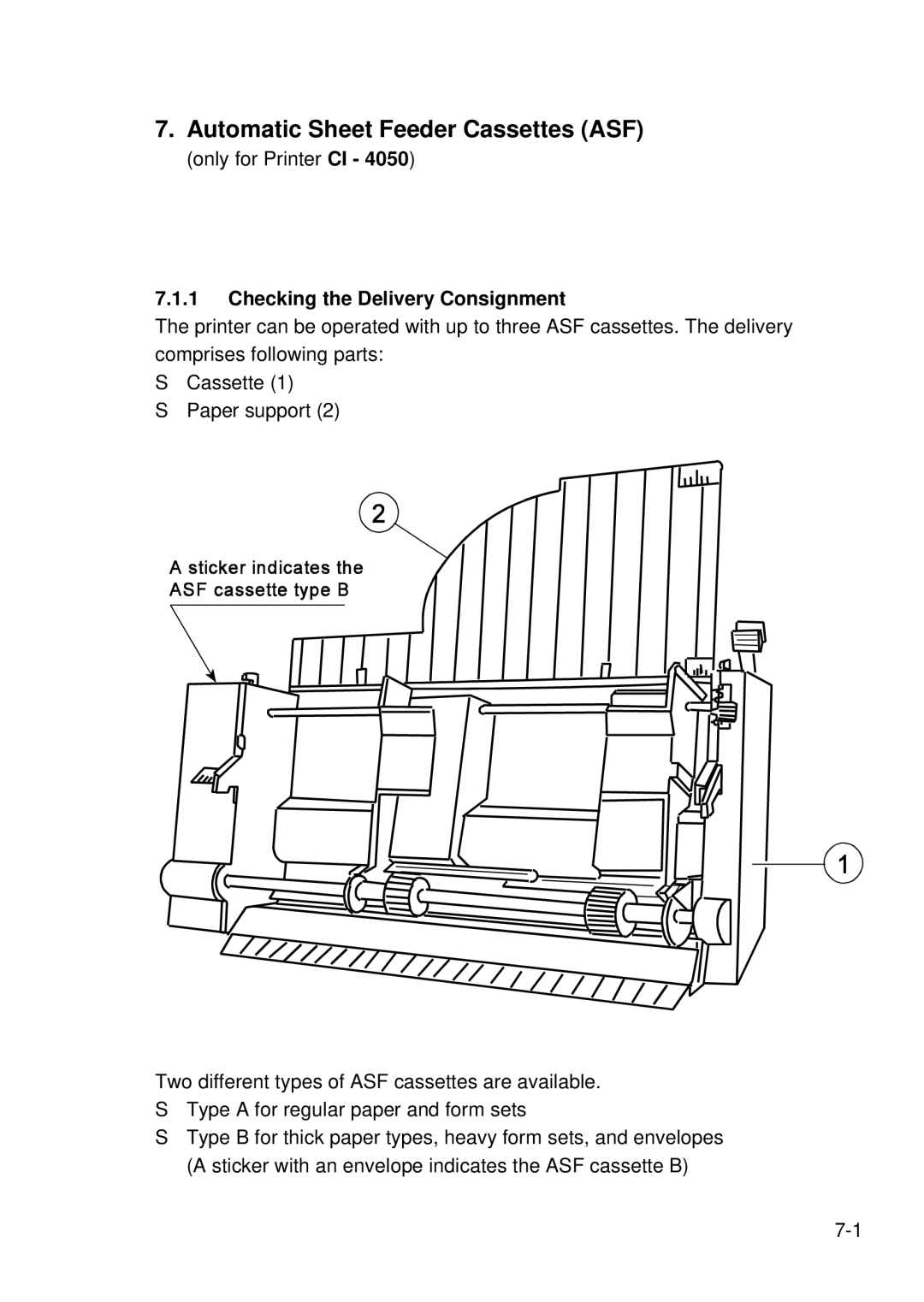 Epson C I - 4 0 5 0, C I - 4 0 4 0 user manual Automatic Sheet Feeder Cassettes ASF, Checking the Delivery Consignment 