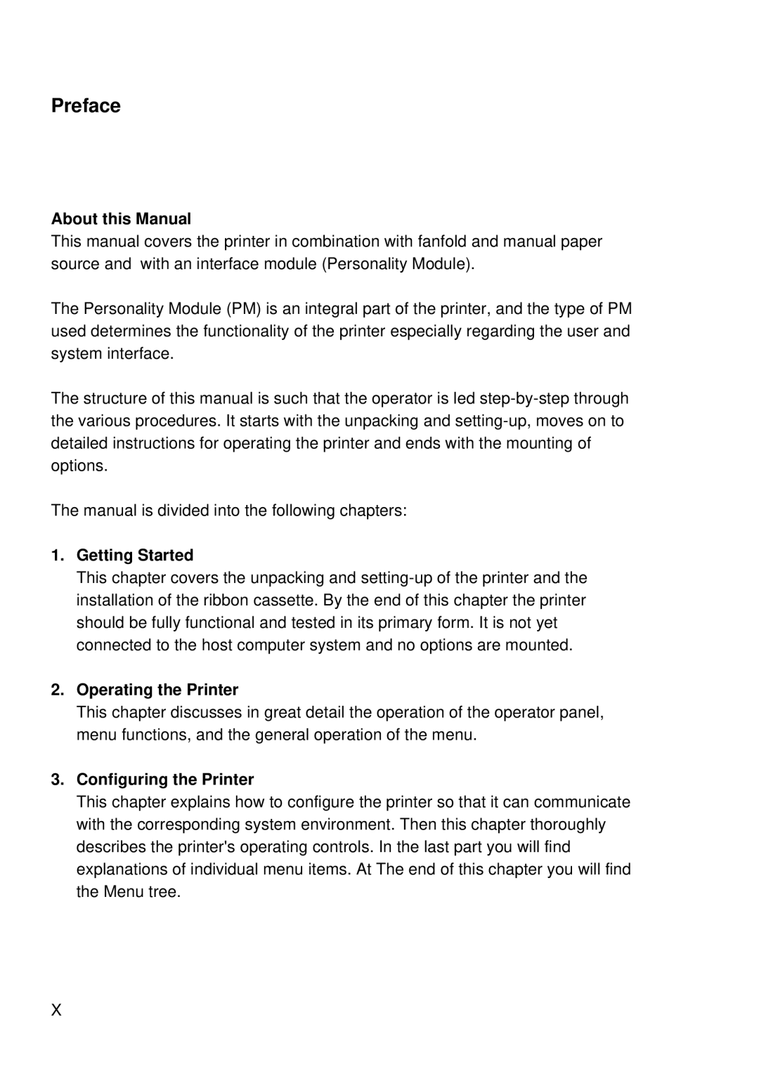 Epson C I - 4 0 4 0 user manual Preface, About this Manual, Getting Started, Operating the Printer, Configuring the Printer 