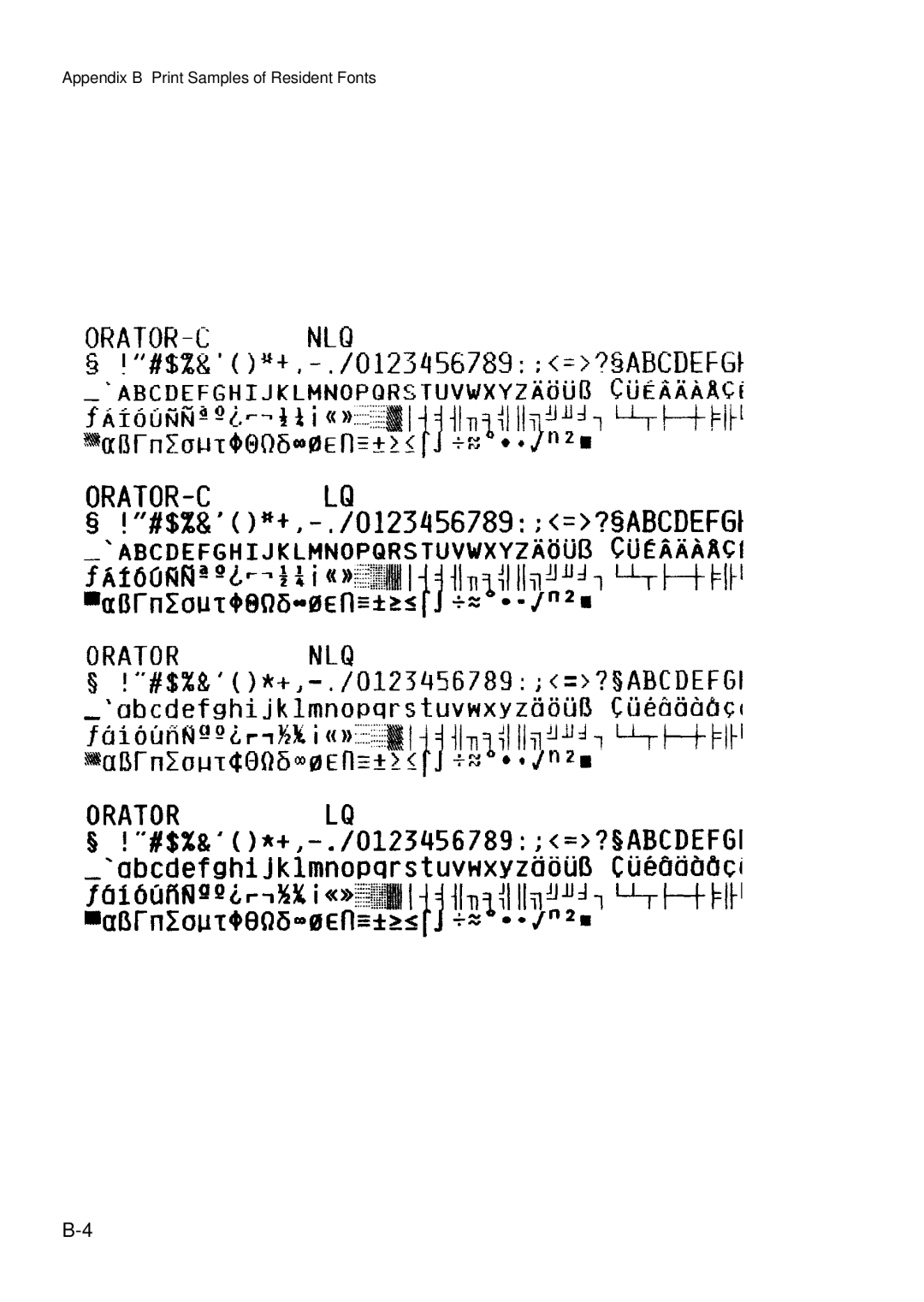 Epson C I - 4 0 4 0, C I - 4 0 5 0 user manual Appendix B Print Samples of Resident Fonts 