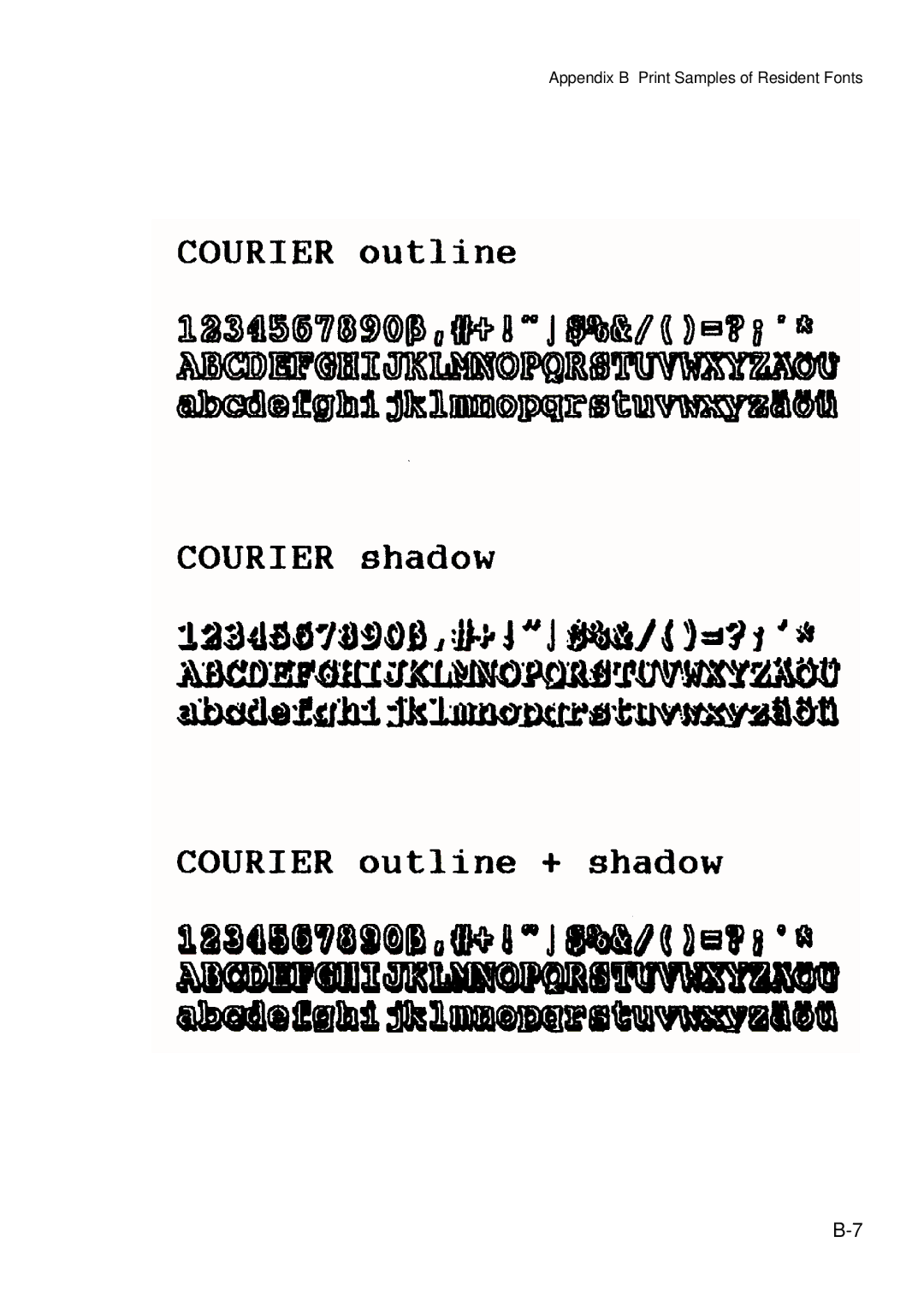 Epson C I - 4 0 5 0, C I - 4 0 4 0 user manual Appendix B Print Samples of Resident Fonts 