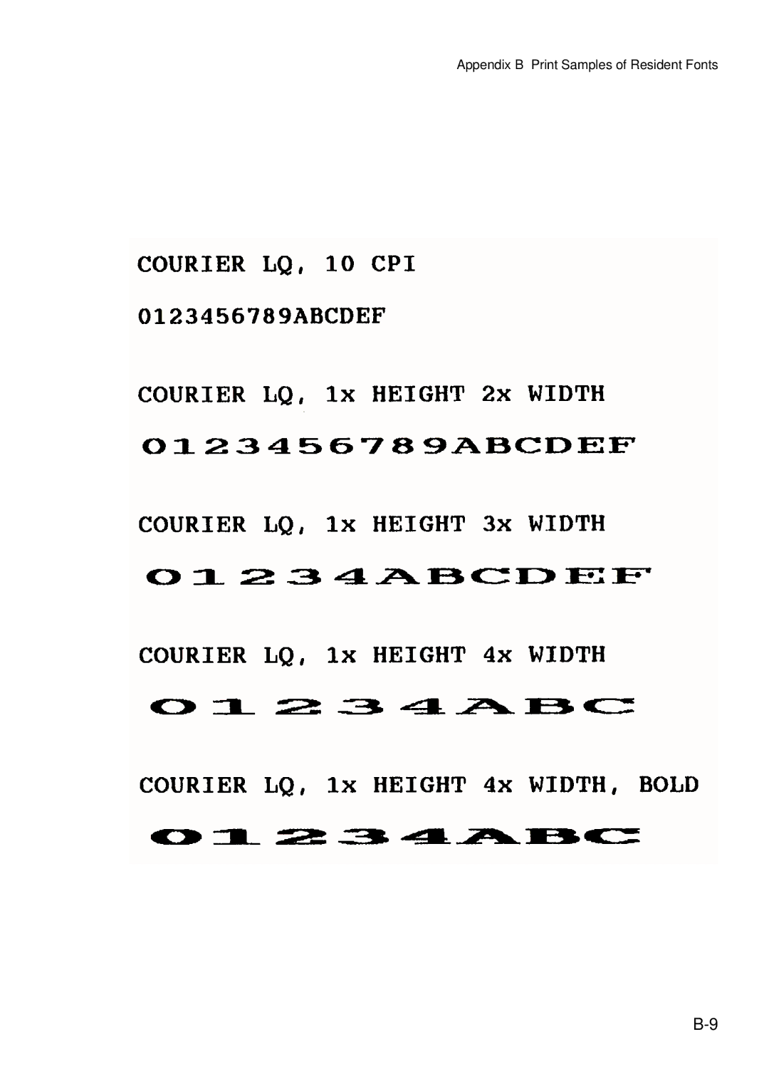 Epson C I - 4 0 5 0, C I - 4 0 4 0 user manual Appendix B Print Samples of Resident Fonts 