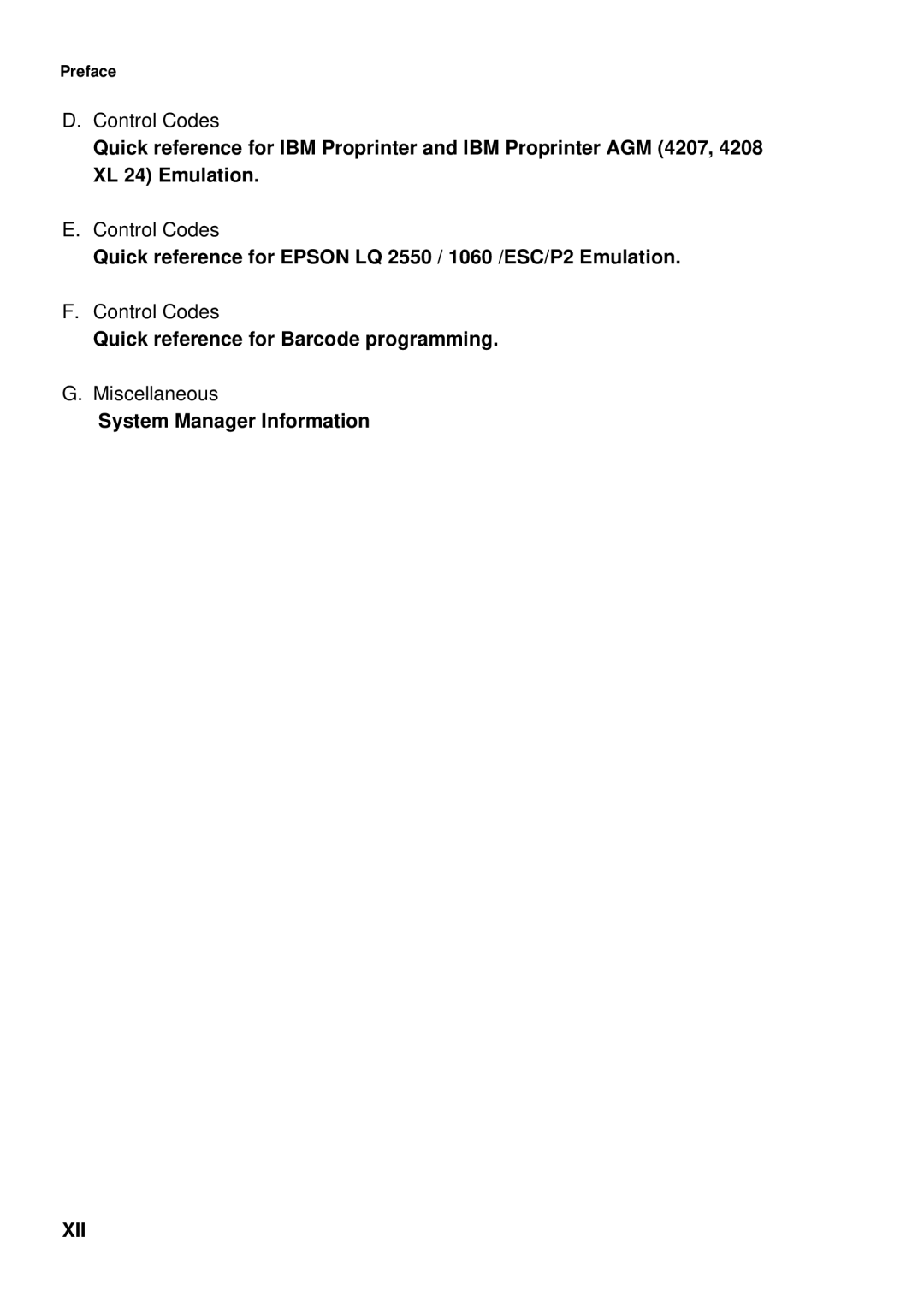 Epson C I - 4 0 4 0, C I - 4 0 5 0 user manual Control Codes, Miscellaneous 