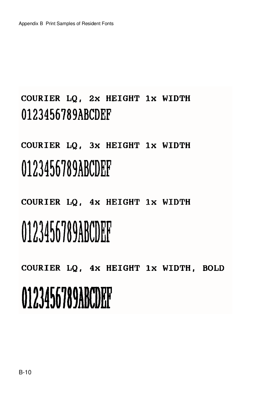 Epson C I - 4 0 4 0, C I - 4 0 5 0 user manual Appendix B Print Samples of Resident Fonts 