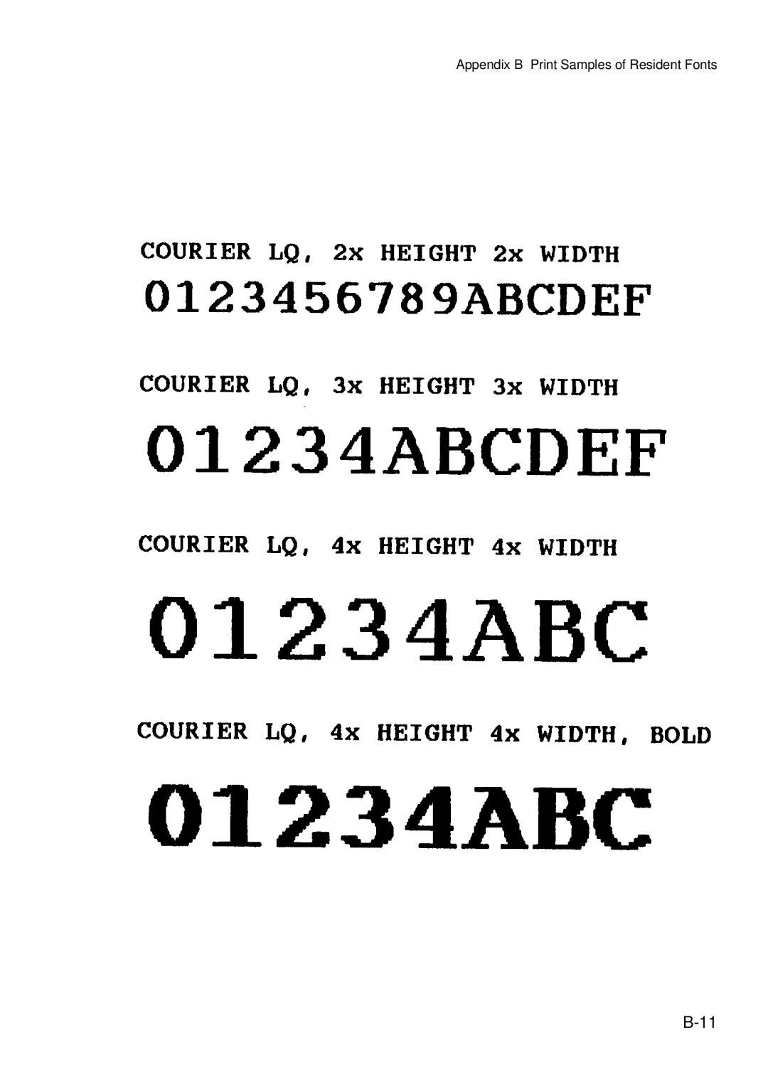 Epson C I - 4 0 5 0, C I - 4 0 4 0 user manual Appendix B Print Samples of Resident Fonts 