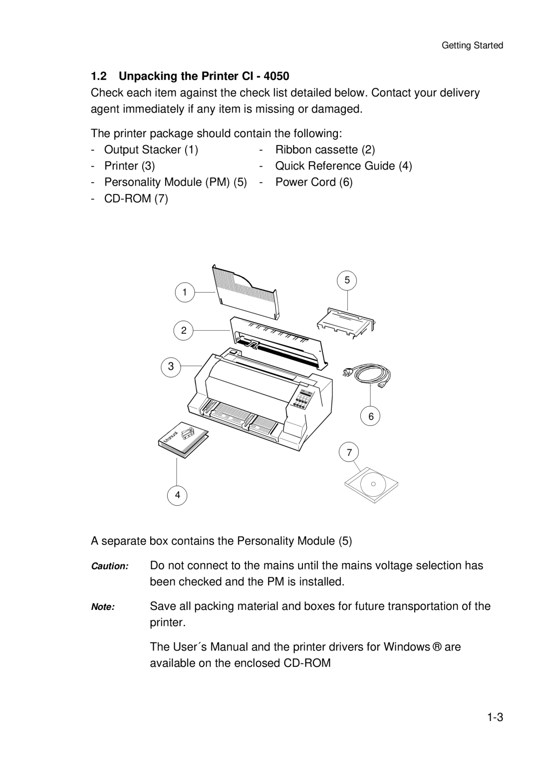 Epson C I - 4 0 4 0, C I - 4 0 5 0 user manual Unpacking the Printer CI 