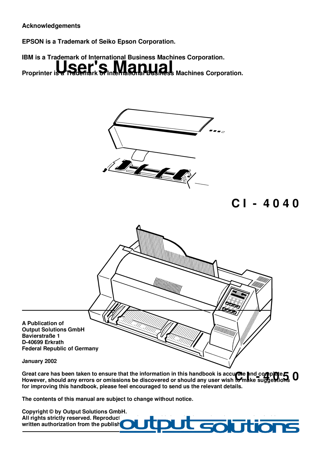 Epson C I - 4 0 4 0, C I - 4 0 5 0 user manual 