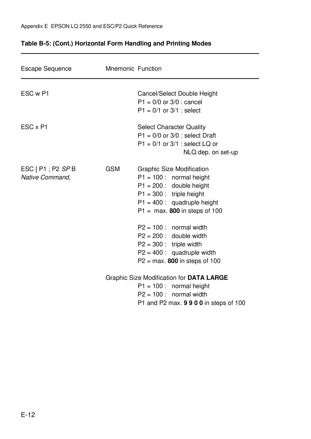 Epson C I - 4 0 5 0, C I - 4 0 4 0 user manual Native Command 