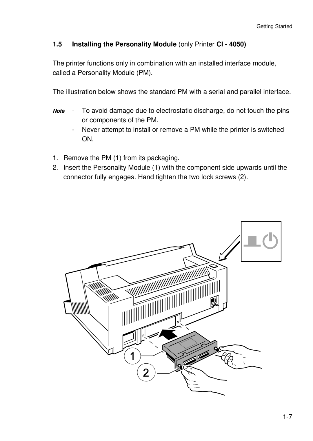 Epson C I - 4 0 4 0, C I - 4 0 5 0 user manual Installing the Personality Module only Printer CI 