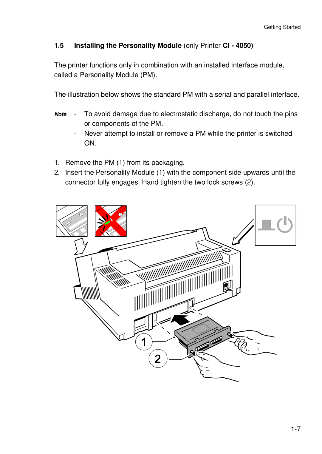 Epson C I - 4 0 5 0, C I - 4 0 4 0 user manual Installing the Personality Module only Printer CI 