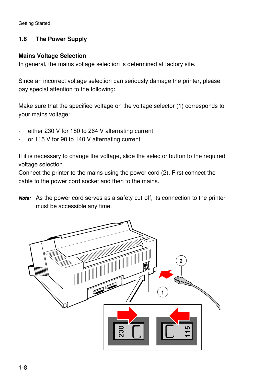 Epson C I - 4 0 4 0, C I - 4 0 5 0 user manual Power Supply Mains Voltage Selection 