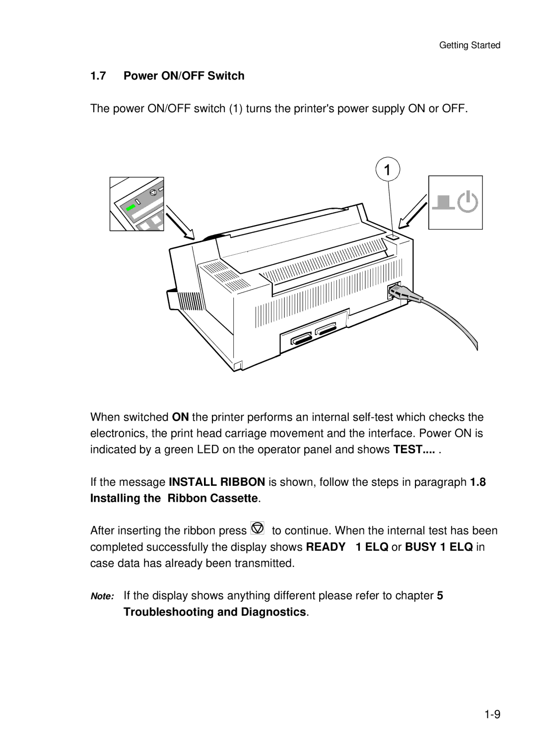 Epson C I - 4 0 5 0, C I - 4 0 4 0 user manual Power ON/OFF Switch, Installing the Ribbon Cassette 