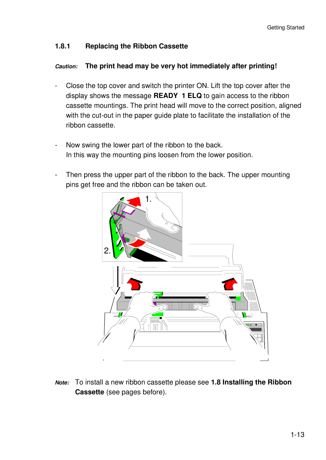 Epson C I - 4 0 5 0, C I - 4 0 4 0 user manual Replacing the Ribbon Cassette 