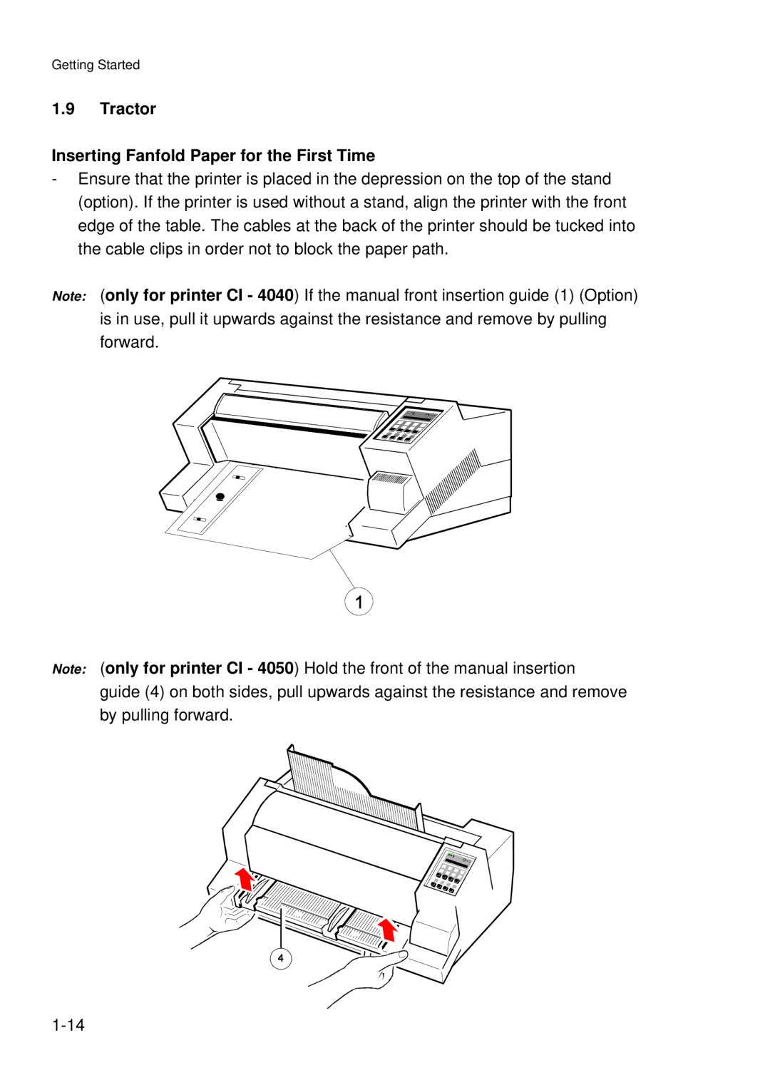 Epson C I - 4 0 4 0, C I - 4 0 5 0 user manual Tractor Inserting Fanfold Paper for the First Time 