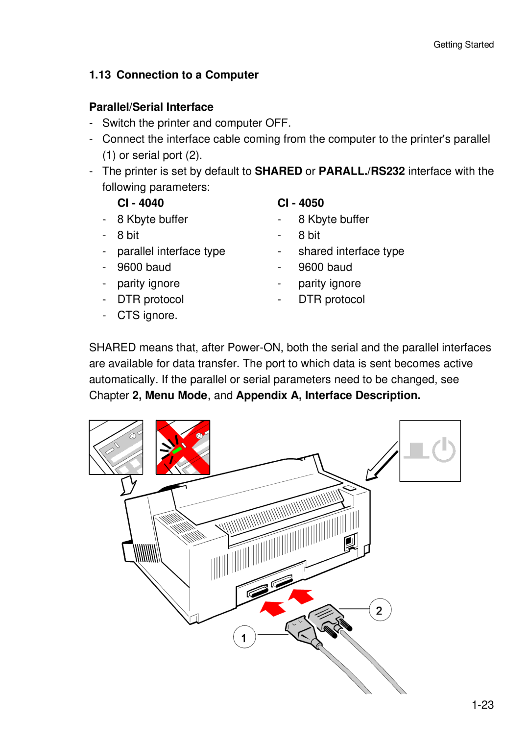 Epson C I - 4 0 5 0, C I - 4 0 4 0 user manual Connection to a Computer Parallel/Serial Interface 