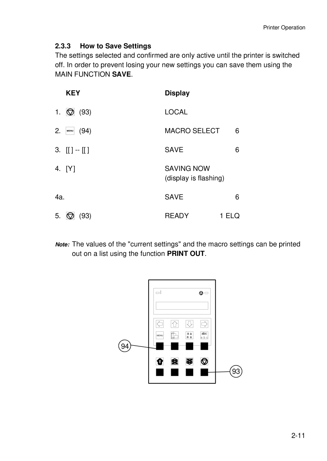 Epson C I - 4 0 5 0, C I - 4 0 4 0 user manual How to Save Settings, Key 