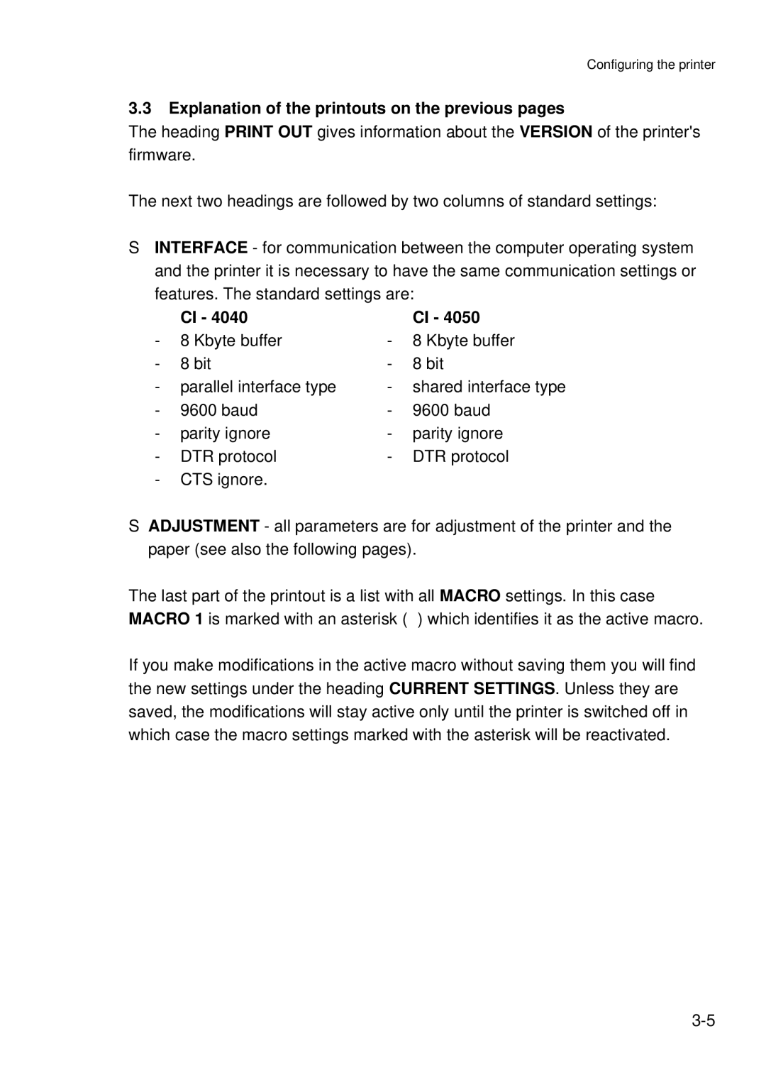 Epson C I - 4 0 5 0, C I - 4 0 4 0 user manual Explanation of the printouts on the previous pages 