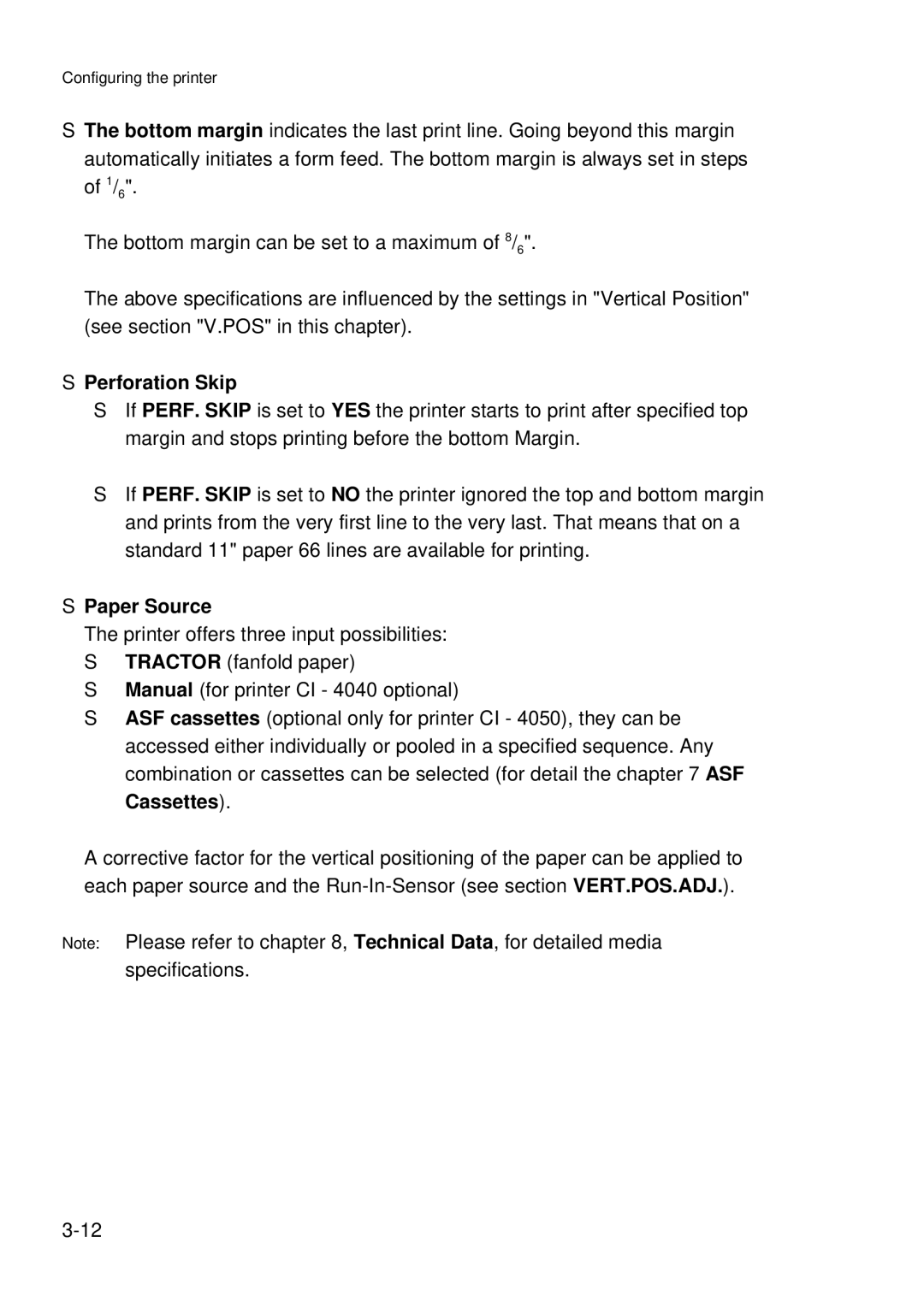 Epson C I - 4 0 4 0, C I - 4 0 5 0 user manual Perforation Skip, Paper Source 