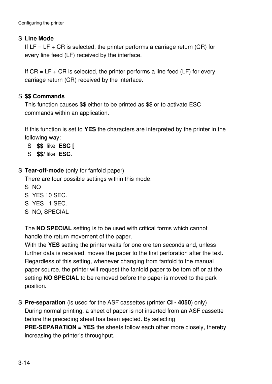 Epson C I - 4 0 4 0, C I - 4 0 5 0 user manual Line Mode, $$ Commands 