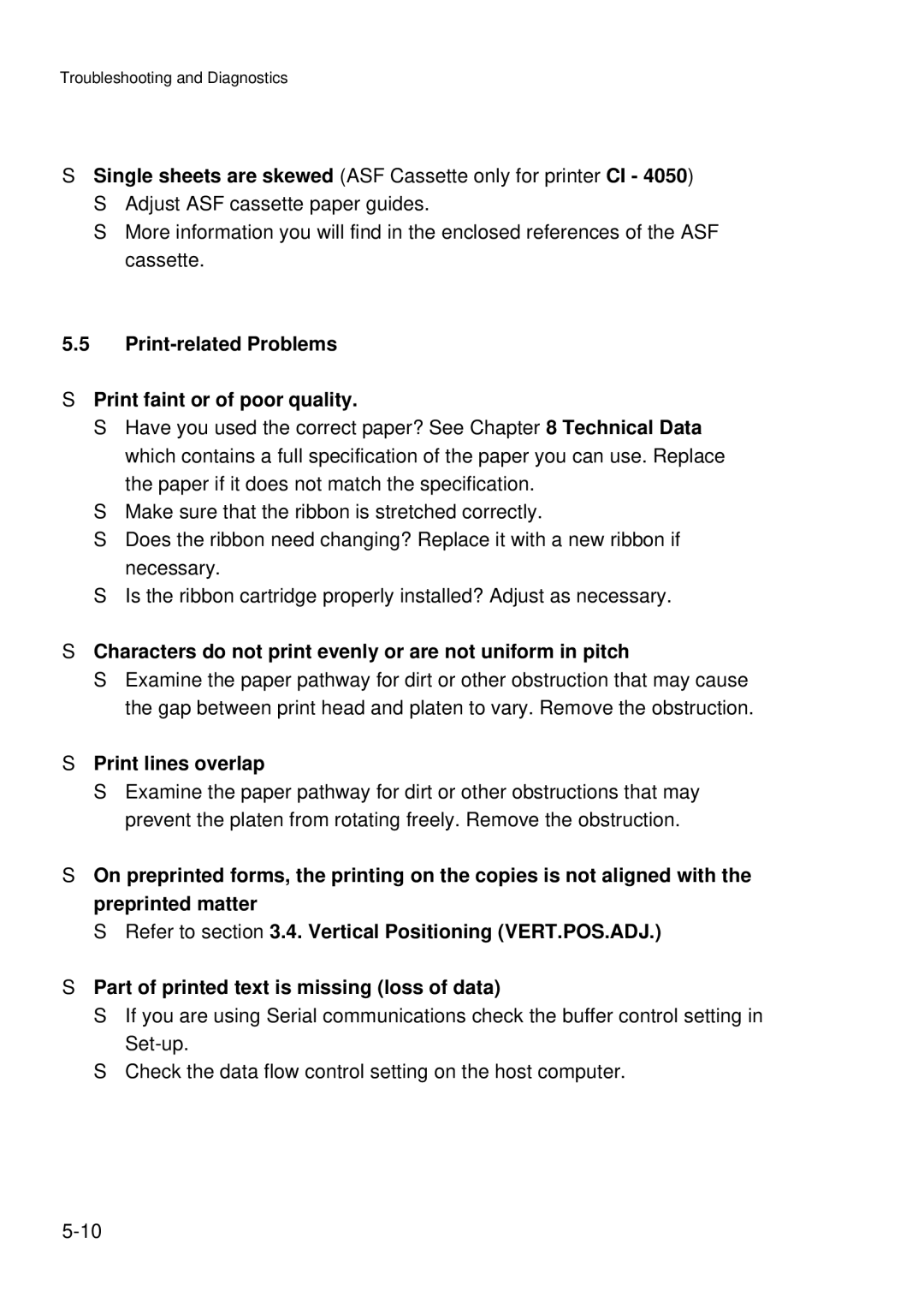 Epson C I - 4 0 4 0, C I - 4 0 5 0 user manual Print-related Problems Print faint or of poor quality, Print lines overlap 