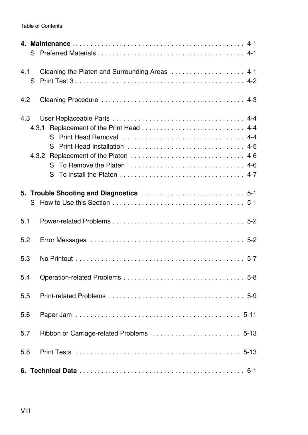 Epson C I - 4 0 7 0, C I - 4 0 8 0 user manual Viii 