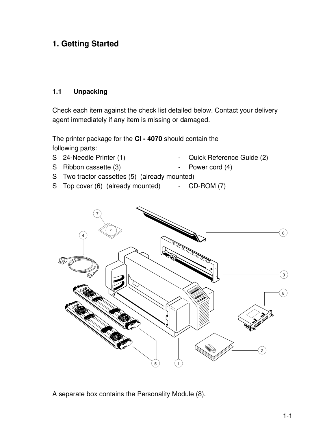 Epson C I - 4 0 8 0, C I - 4 0 7 0 user manual Getting Started, Unpacking 