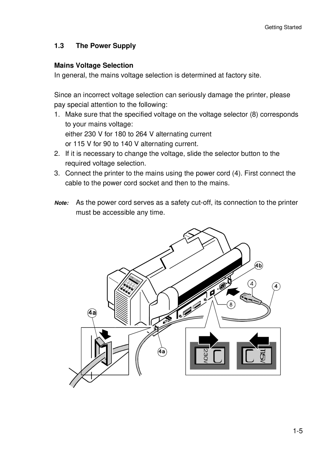 Epson C I - 4 0 8 0, C I - 4 0 7 0 user manual Power Supply Mains Voltage Selection 