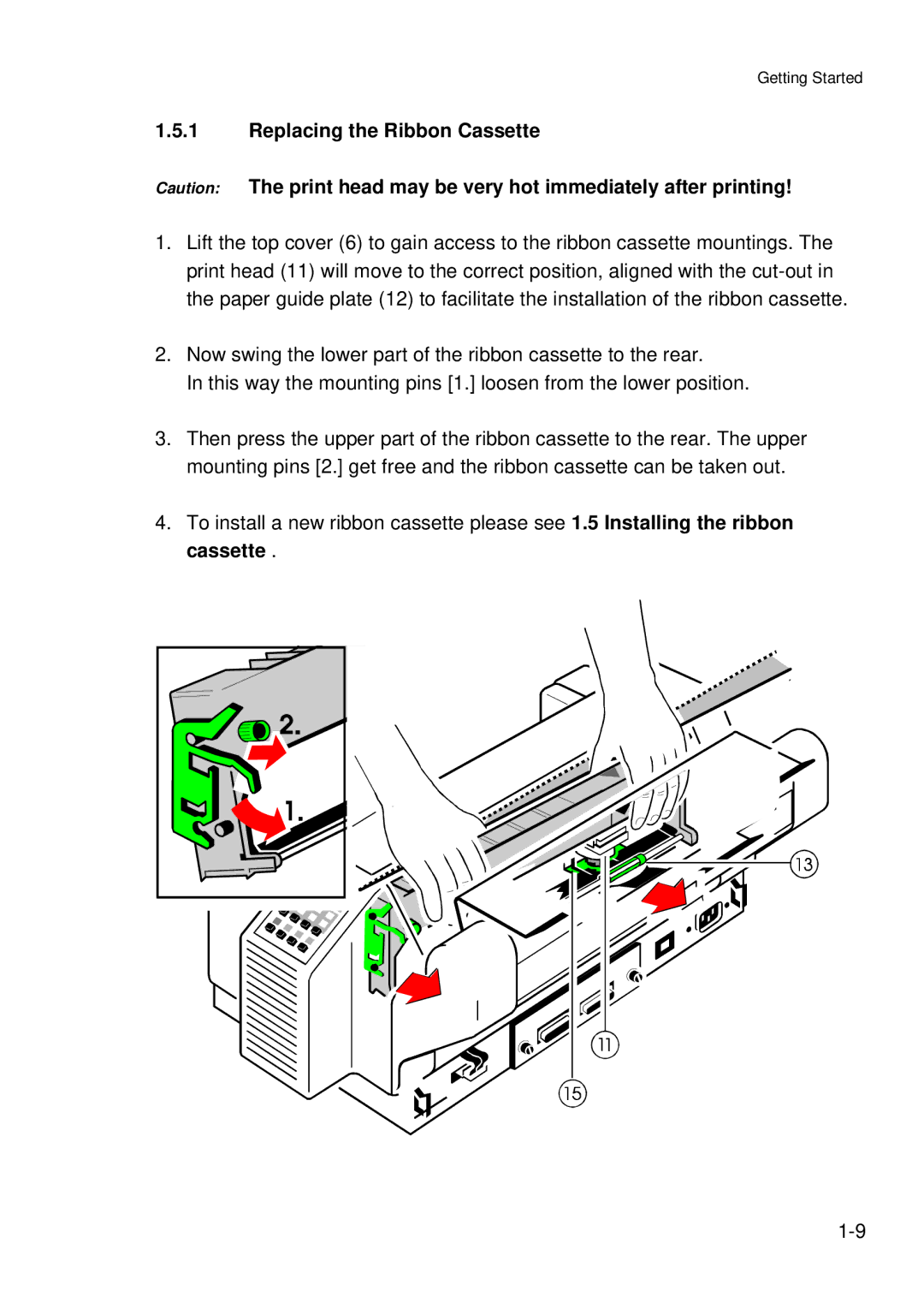 Epson C I - 4 0 8 0, C I - 4 0 7 0 user manual Replacing the Ribbon Cassette 