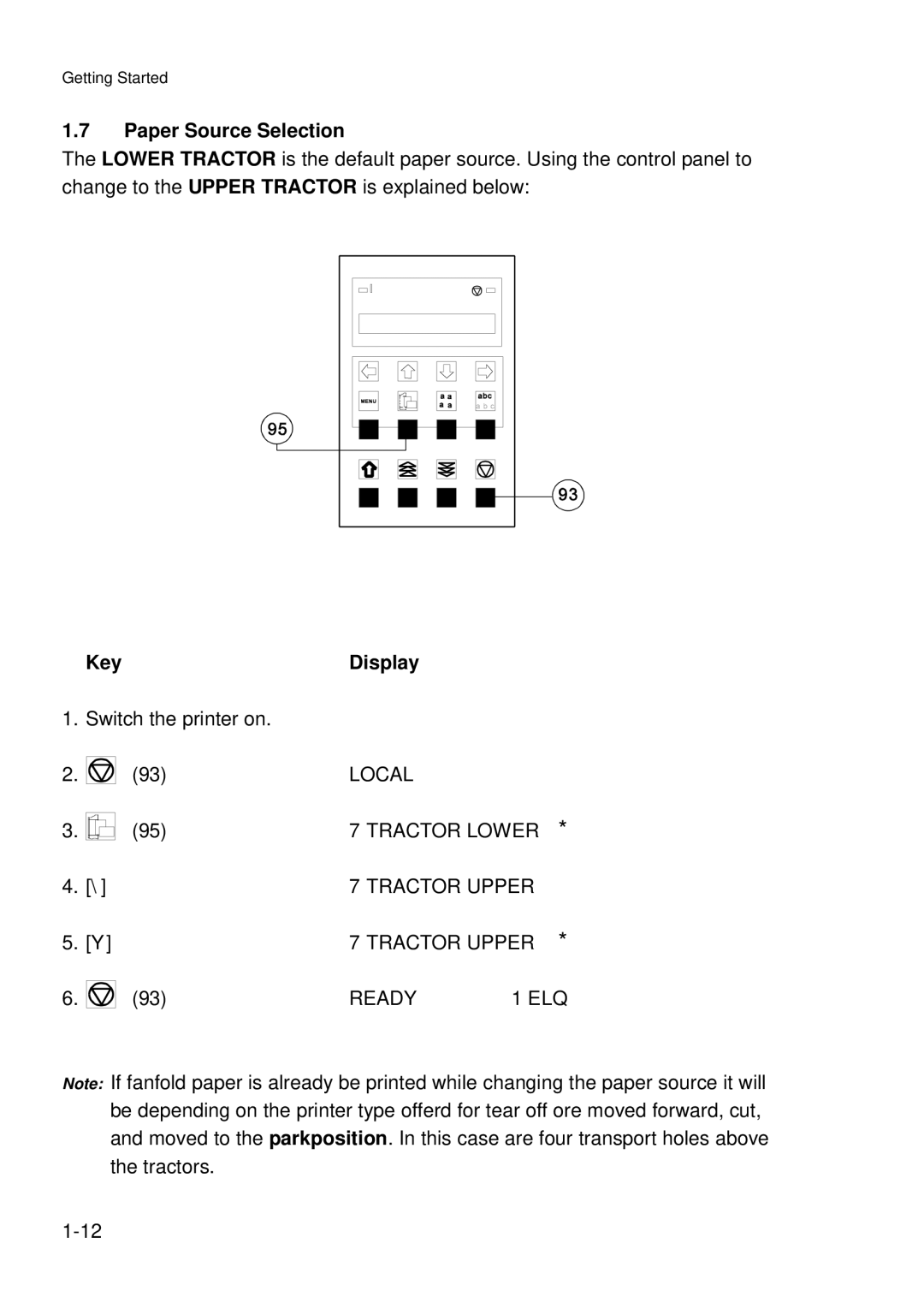 Epson C I - 4 0 7 0, C I - 4 0 8 0 user manual Paper Source Selection, Key Display 