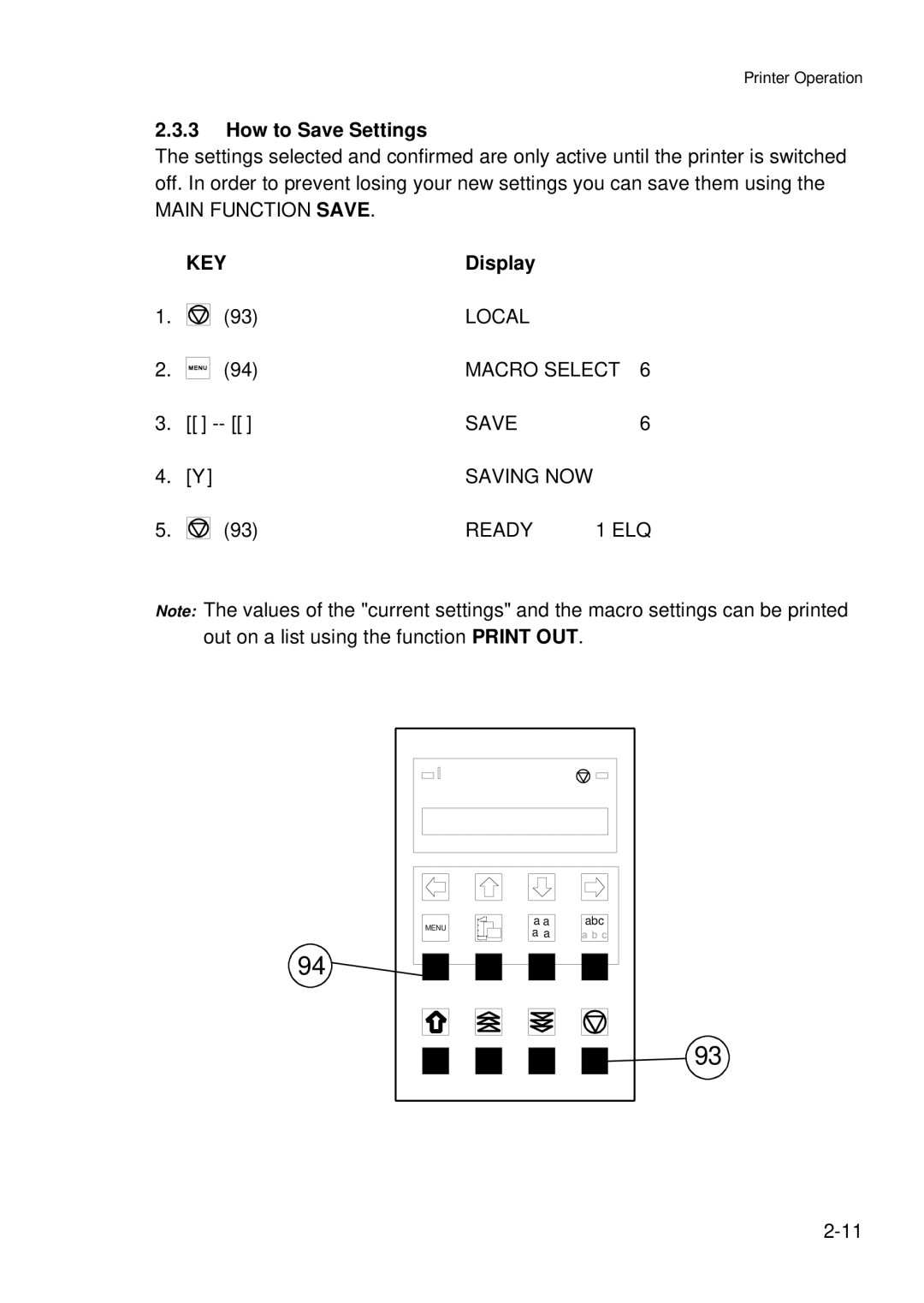 Epson C I - 4 0 8 0, C I - 4 0 7 0 user manual How to Save Settings, Key 