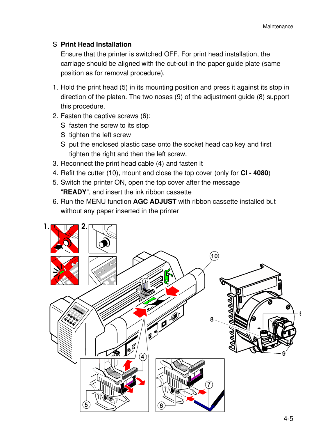 Epson C I - 4 0 7 0, C I - 4 0 8 0 user manual Print Head Installation 