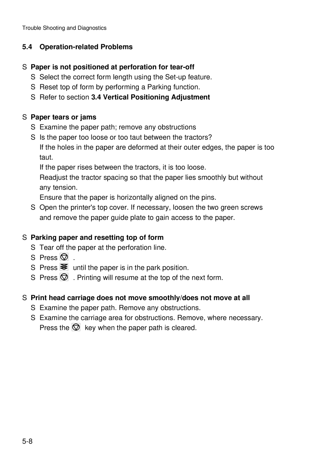 Epson C I - 4 0 8 0, C I - 4 0 7 0 user manual Trouble Shooting and Diagnostics 