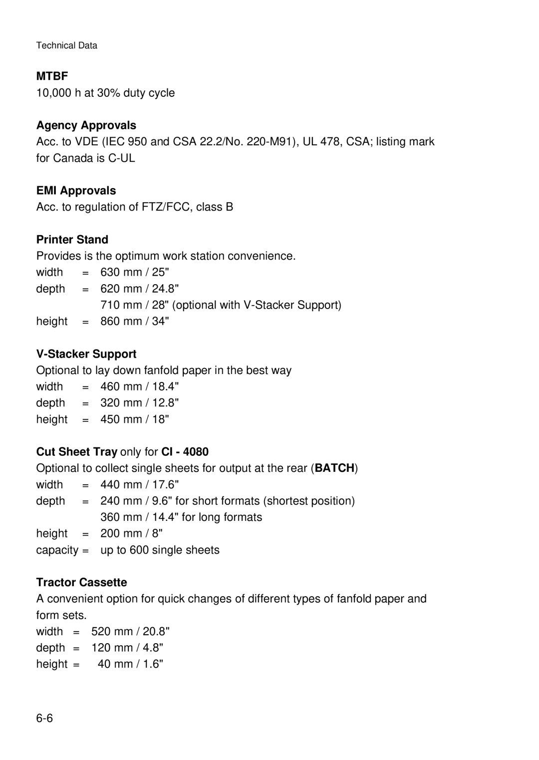 Epson C I - 4 0 7 0, C I - 4 0 8 0 user manual Mtbf 