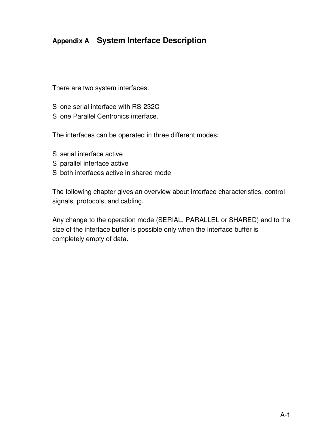 Epson C I - 4 0 8 0, C I - 4 0 7 0 user manual Appendix a System Interface Description 