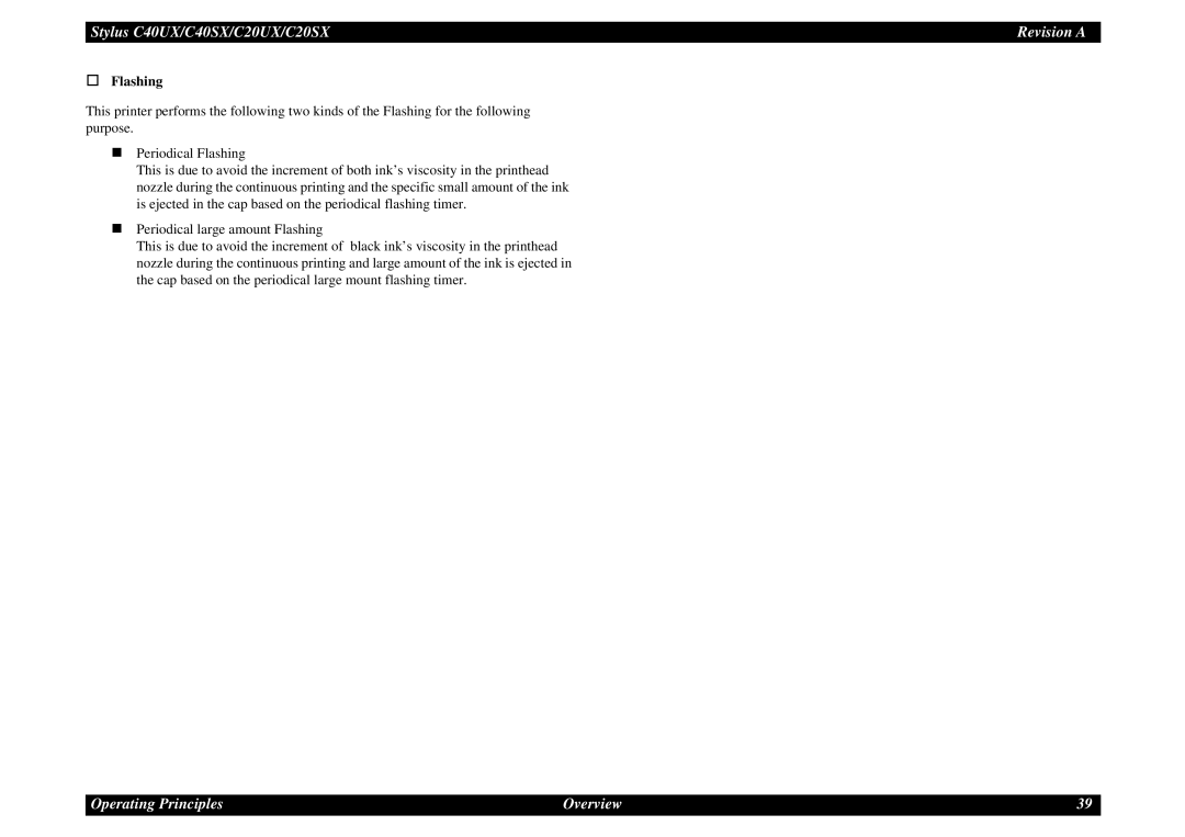 Epson C40UX service manual † Flashing 