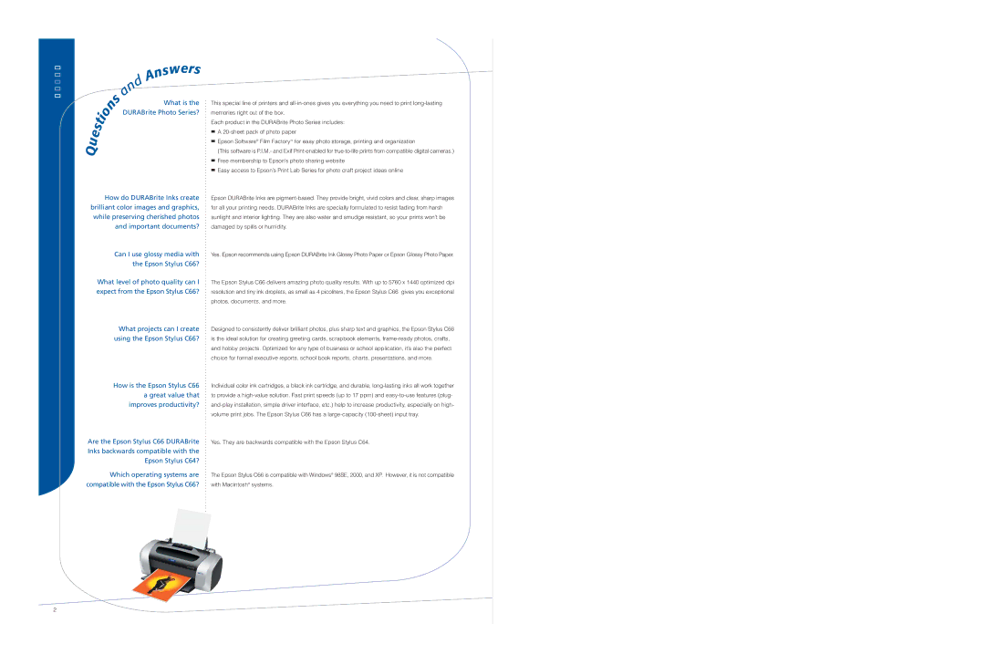 Epson C66 specifications What is 