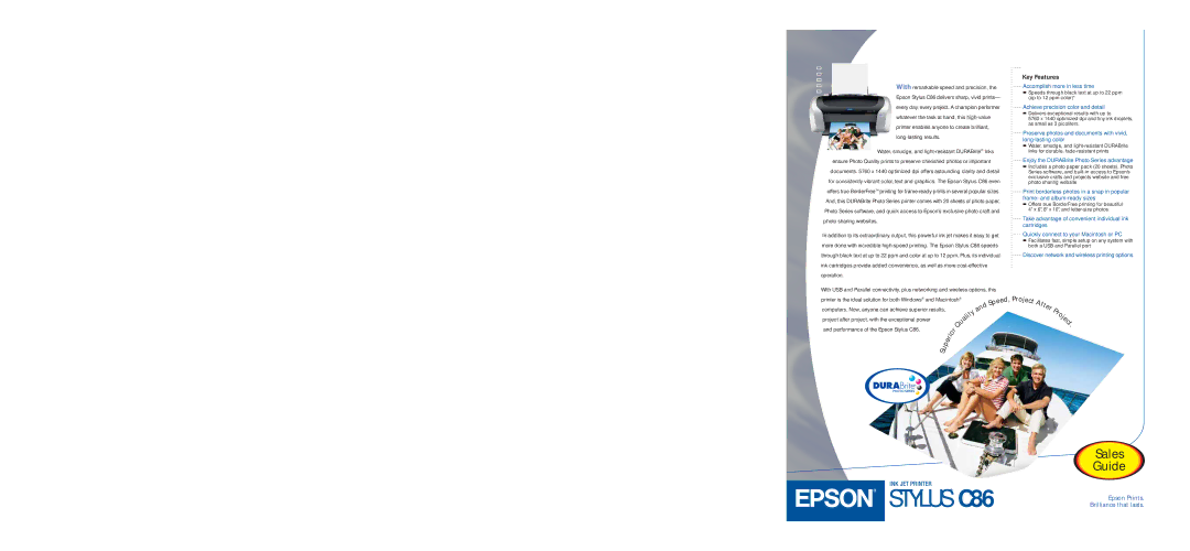 Epson specifications Stylus C86 