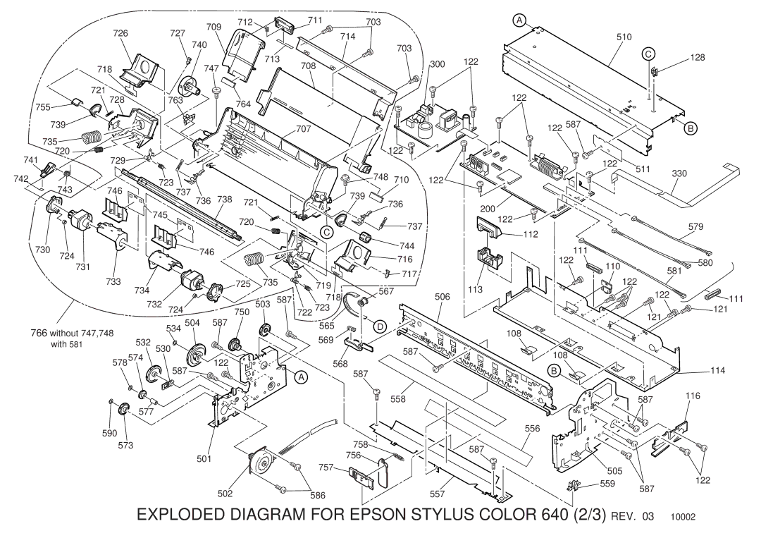 Epson Color Printer manual Exploded Diagram for Epson Stylus Color 640 2/3 REV 