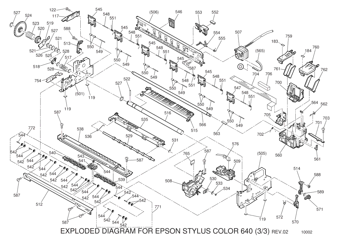 Epson Color Printer manual Exploded Diagram for Epson Stylus Color 640 3/3 REV.02 