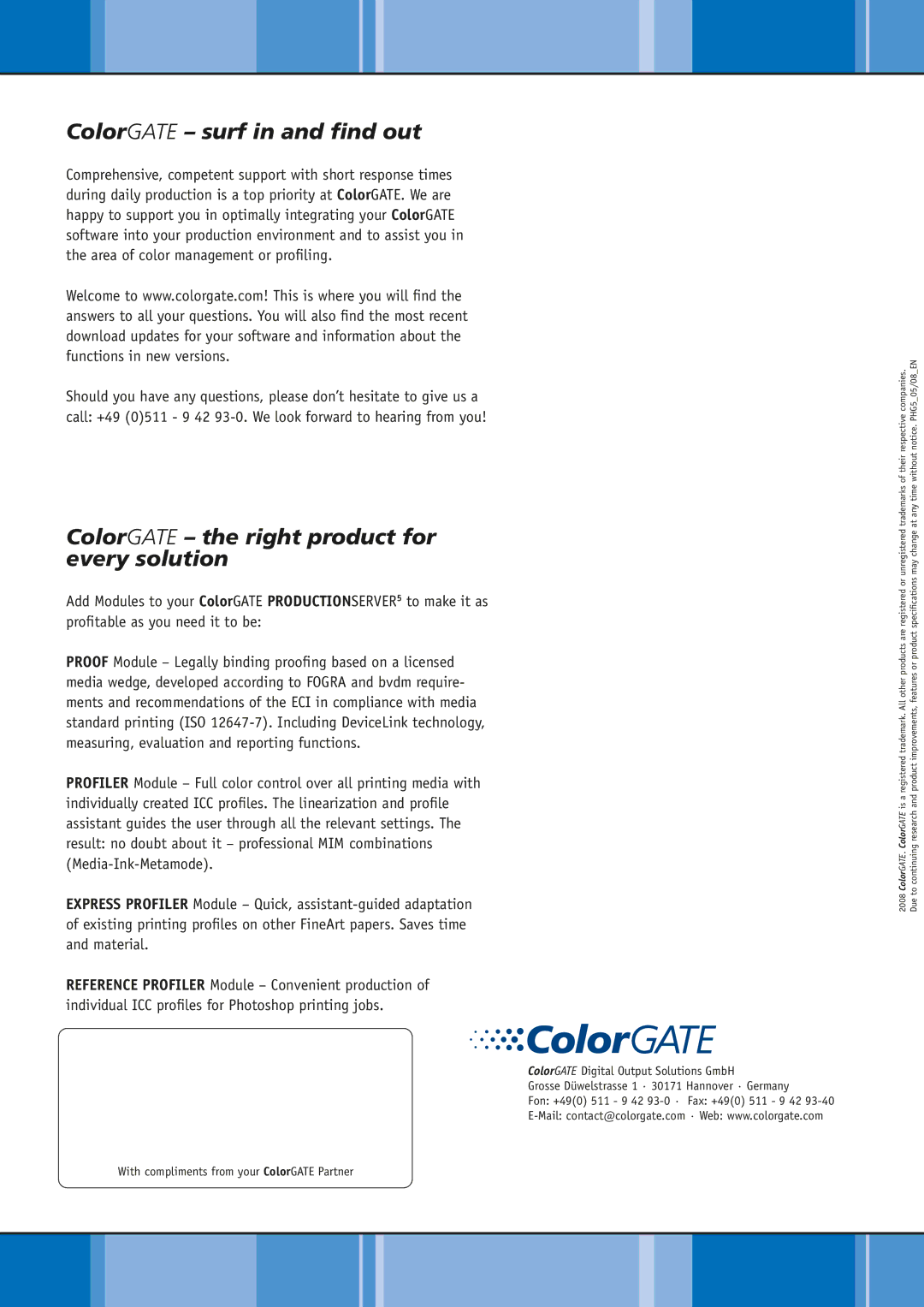 Epson ColorGate manual ColorGATE surf in and find out, ColorGATE the right product for every solution 