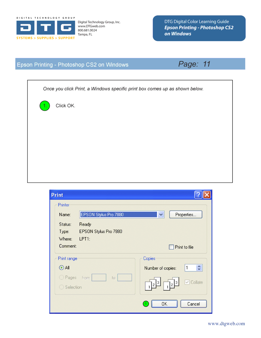 Epson CS2 manual Click OK 