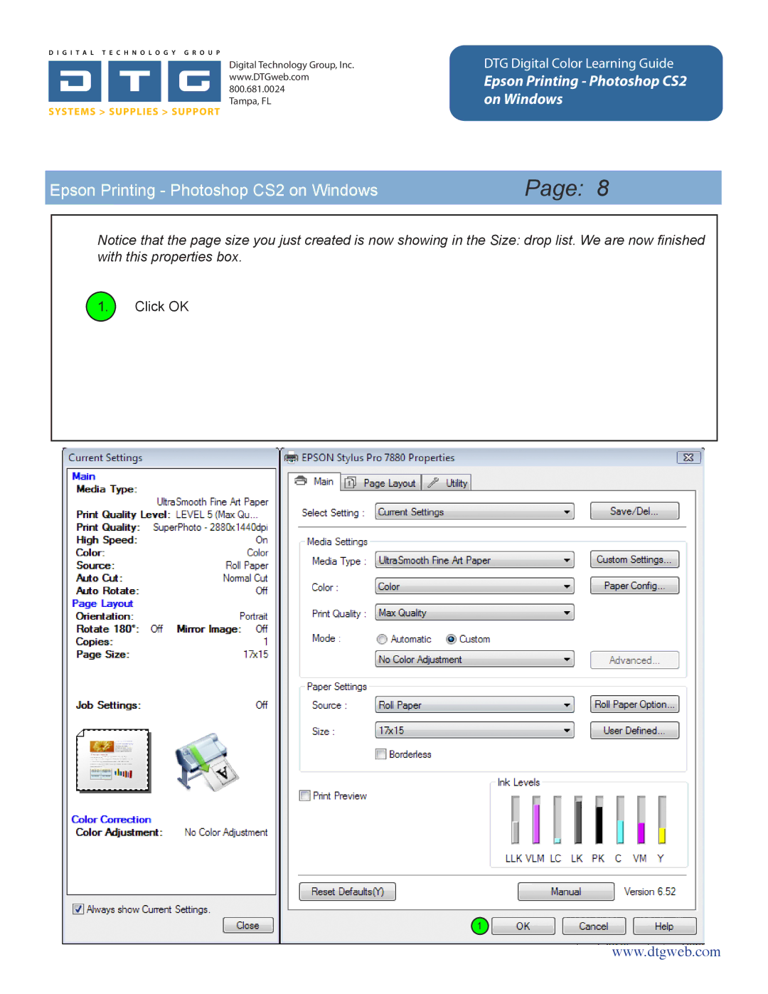 Epson CS2 manual Click OK 