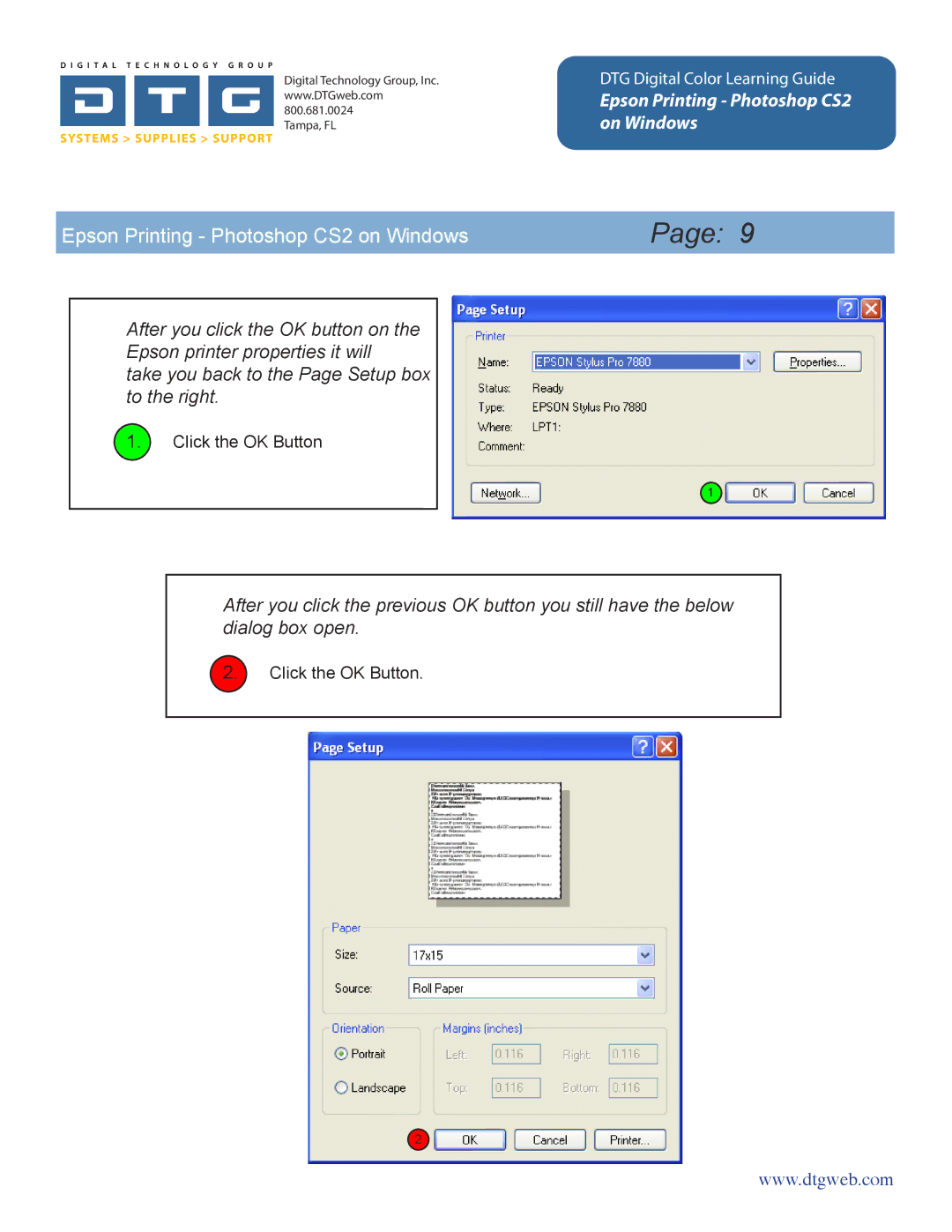 Epson CS2 manual Click the OK Button 