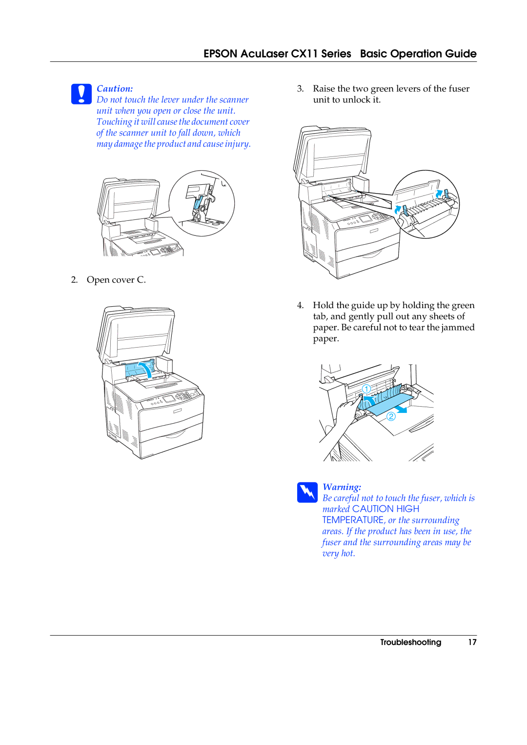 Epson CX11NF, CX11F manual Epson AcuLaser CX11 Series Basic Operation Guide 